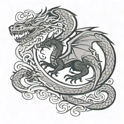 Dragon With Puerto Rico Flag