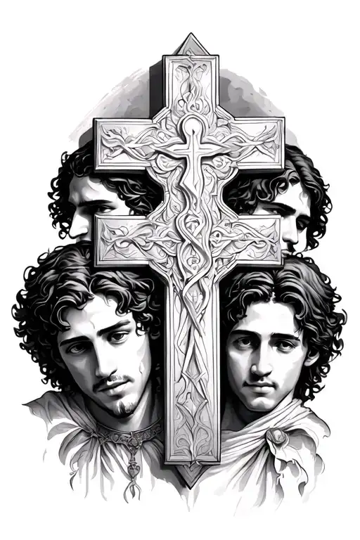 Three Brothers With Christian Cross