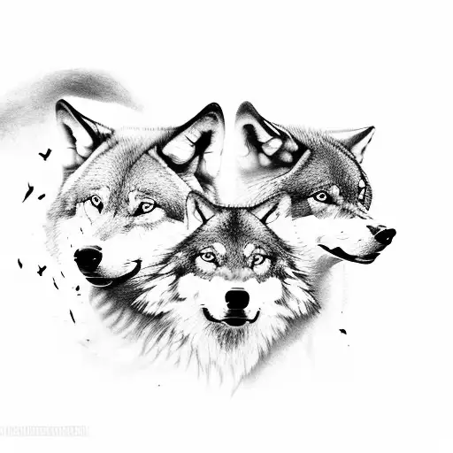 3 Wolves Walking In A Forest