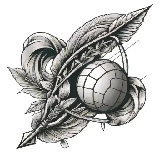 Bow And Arrow With A Volleyball In The Bow