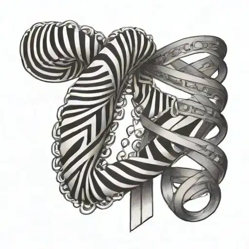 Zebra Print Ribbon And Alp Molecule Shaped Like Dna