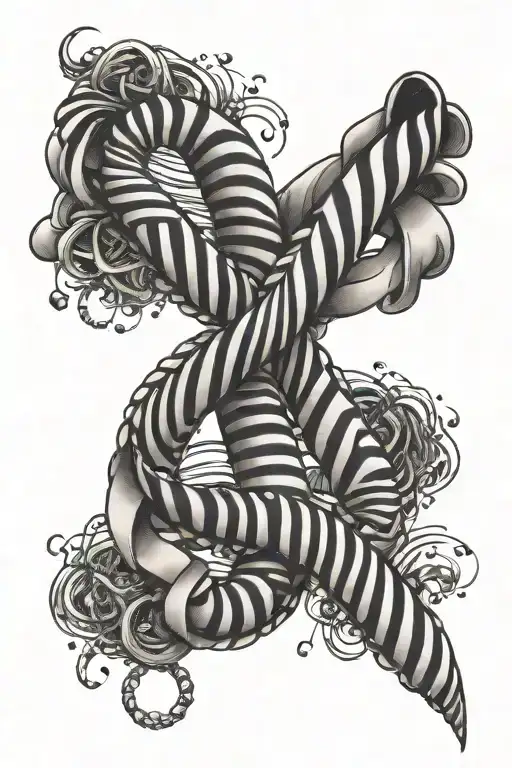 Zebra Print Ribbon And Alp Molecule Shaped Like Dna