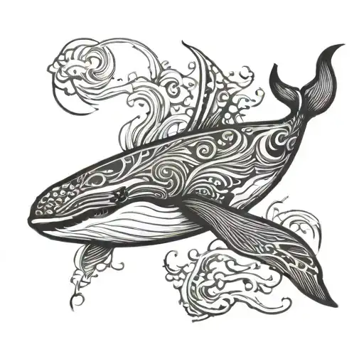 Ocean Trident Whale Swimming