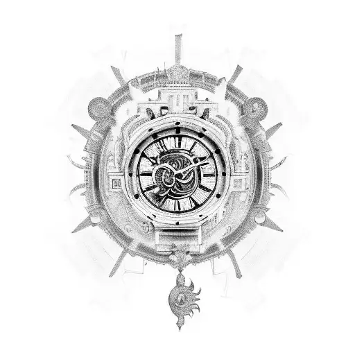 A Clock Face With Intricate Gears And A Lion's Head As The Centerpiece