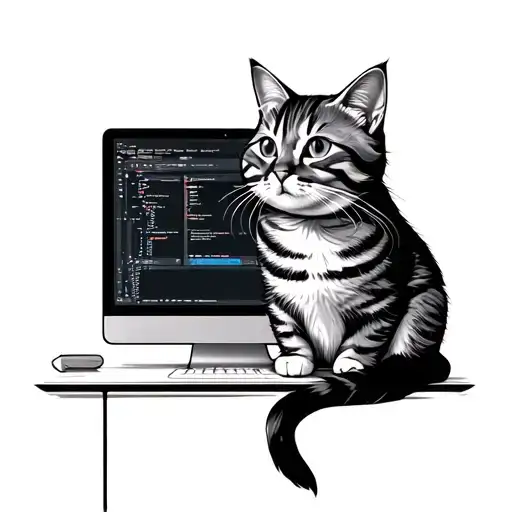 Cat Coding On A Computer
