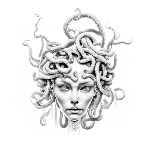 Medusa Puntillism Black White