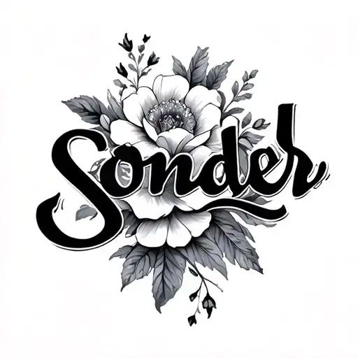Tattoo With The Word Sonder Abstract Soft And Floral Refined