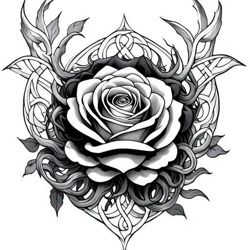 Medusa And Celtic Rose