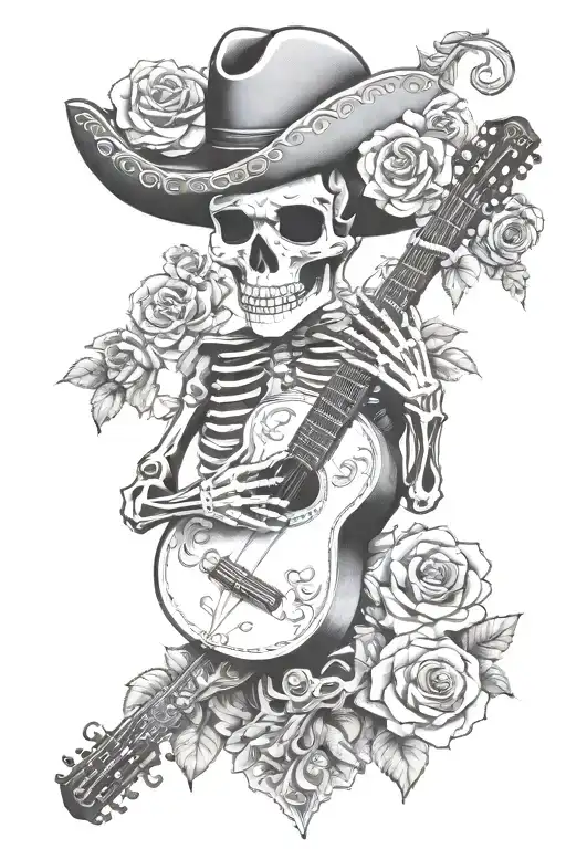 Skeleton Mariachi With Roses