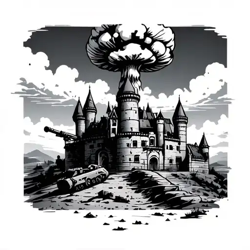 Combat Engineer Castle With Mushroom Cloud In The Background