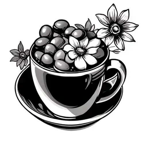 Coffee Cup Filled With Candy With Flowers