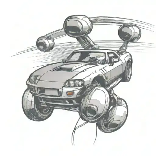 A Sleek Sports Car With Boxing Gloves Hanging From The Rearview Mirror