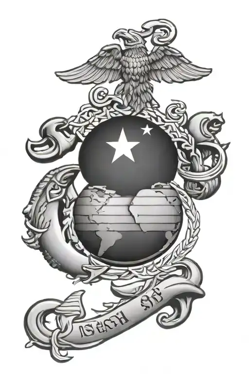 Us Marine Emblem Realism Style