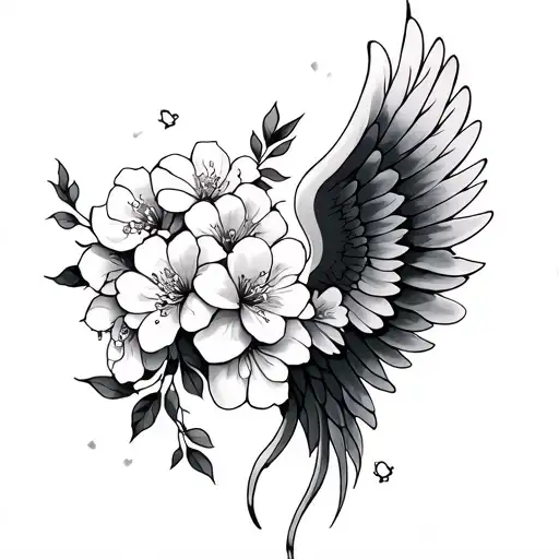Sakura Flower Angel Wing