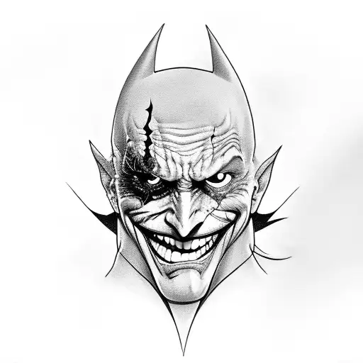 Joker Frowning With Batmans Cowl On