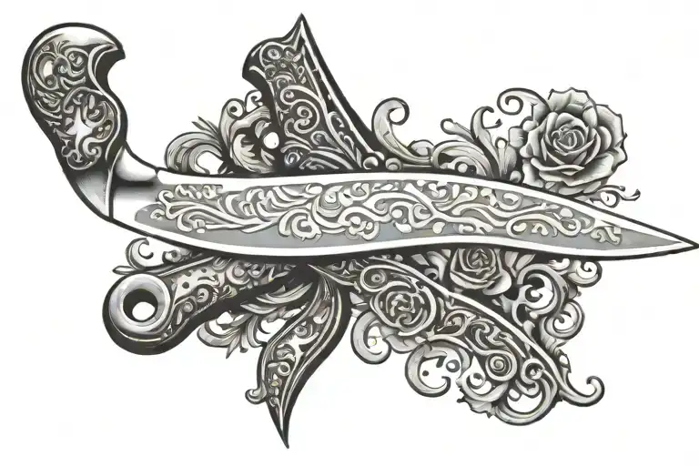 Chef Knife With Barner Incorporated Within