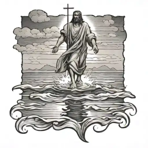 Walking On Water To Jesus Cross