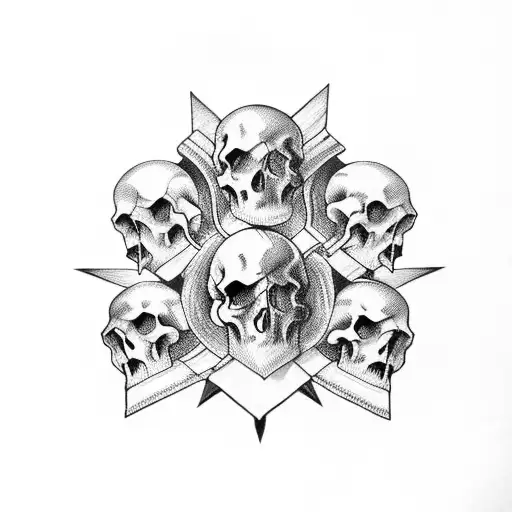 Broken Hourglass With Skulls