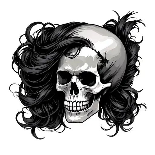 Skull Hair Tattoo Holding
