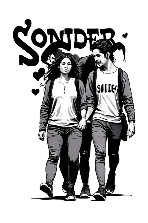 Word Sonder With People Walking