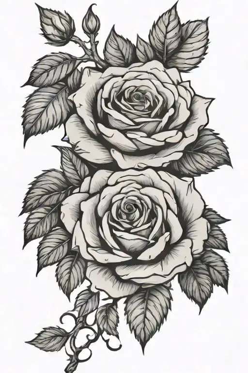 Rose On A Branch And Leaves