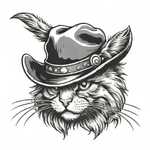 A Fluffy Cat With A Cowboy Hat