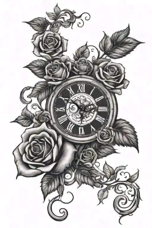 Clocks With Roses And A Vine With Leaves And Thorns That Says Family The Sign Of Infinity