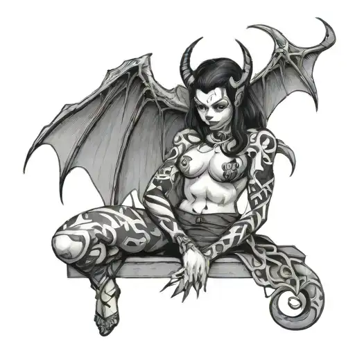 Demon Girl Sitting With Him Holding His Hand