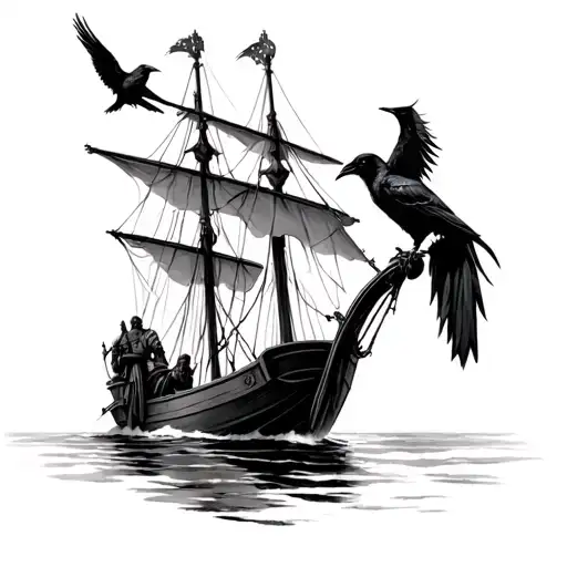 Mannanan Mac Lir As The Ferryman With A Crow Perched On The Mast To Represent The Morrigan