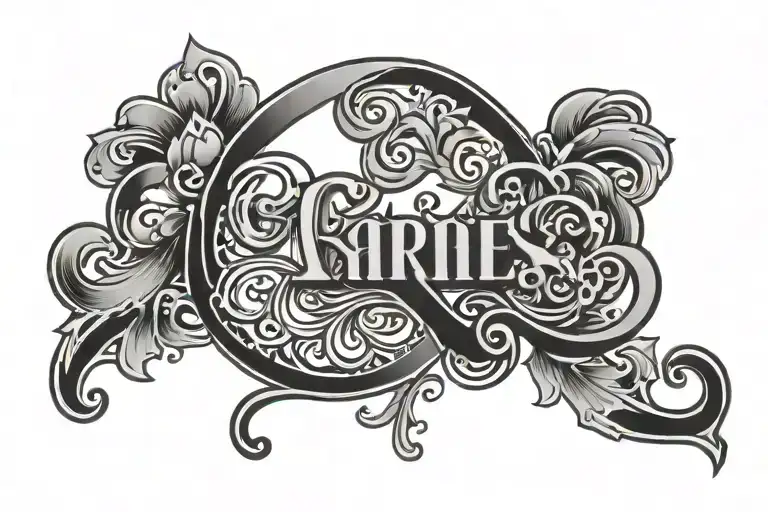 Name Tattoo With Love Simbol Aries