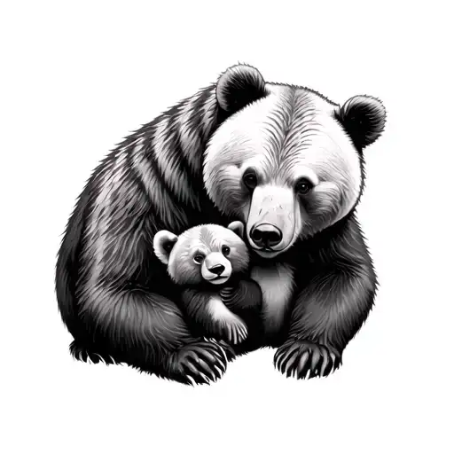 Bear And Cub Playing