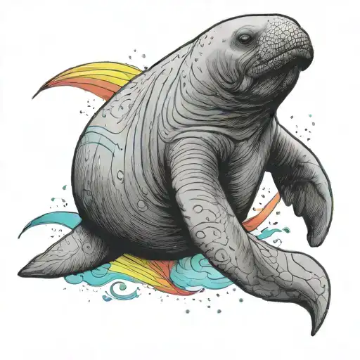 A Manatee Wearing A Rainbow