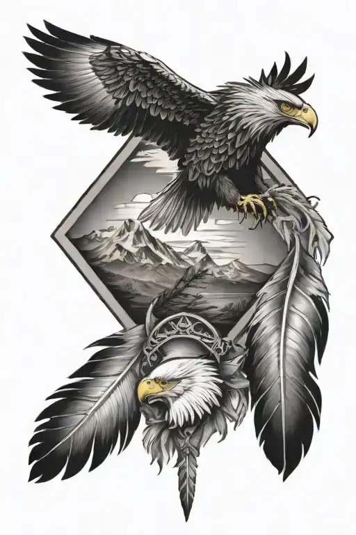 Eagle Feathers And Scenery Inside