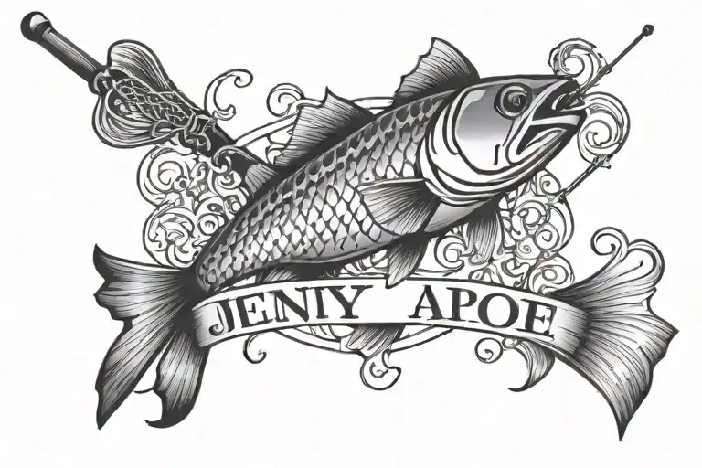 The Name Jenny And A Fishing Pole Intertwined