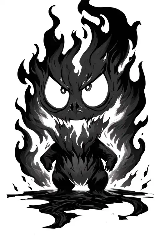 Calcifer From Howls Moving Castle In A Black And White Horror Style