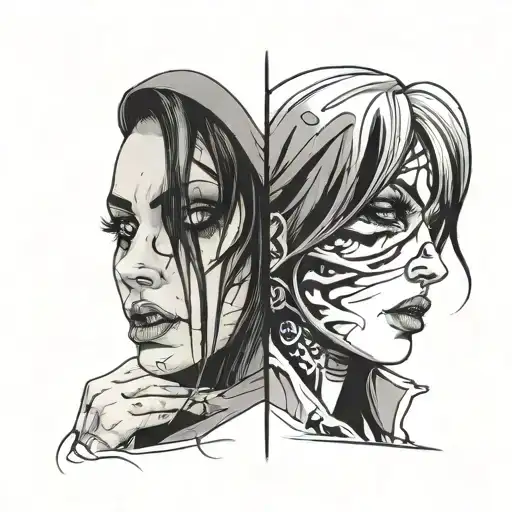 Scary Girl Face Split Same Face