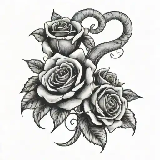 Aries Zodiac Sign Hand Tattoo Roses Intertwined