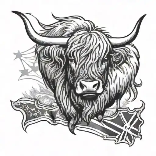Highland Cow And Confederate Flag