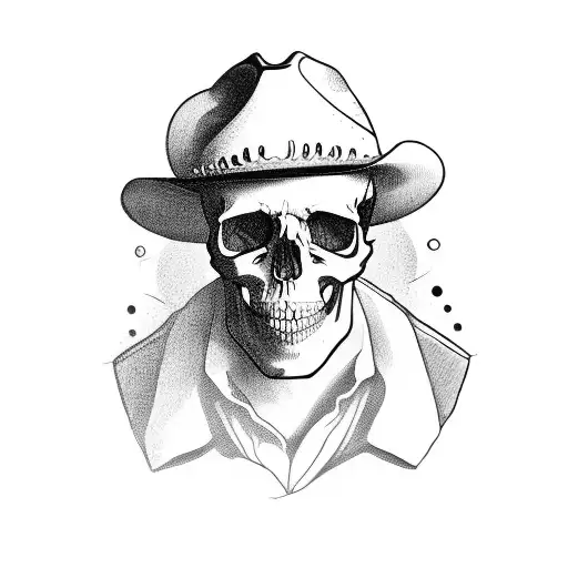 Floating Skull With Cowboy Hat