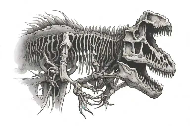 Schematic Velociraptor Fossil Skeleton