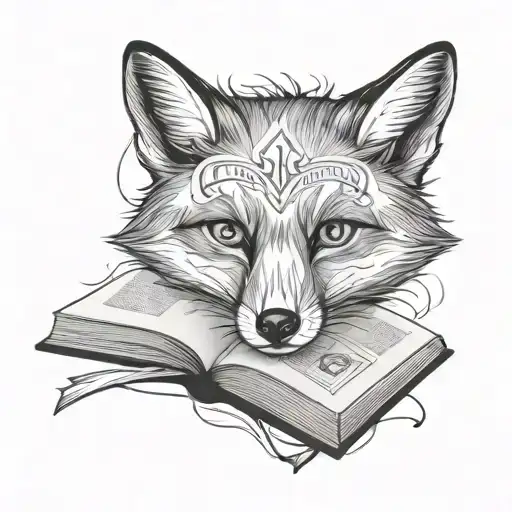 A Sketch Of A Fox With A Book In The Graphic Design