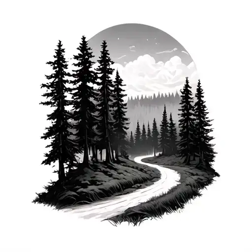 Forest With Narrow Road