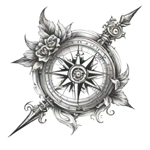Compass With A Heart In The Middle Of It
