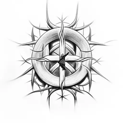 Crown Of Thorns Intertwined With A Cross