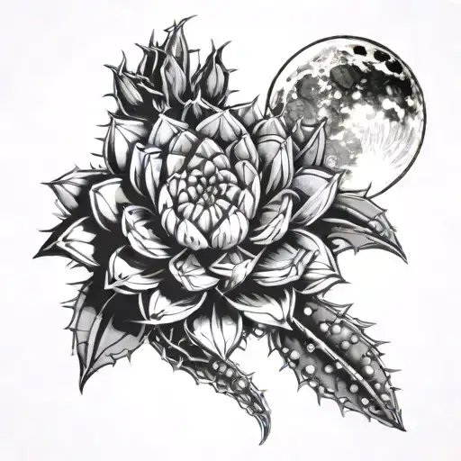 Peyote Cactus And Moon