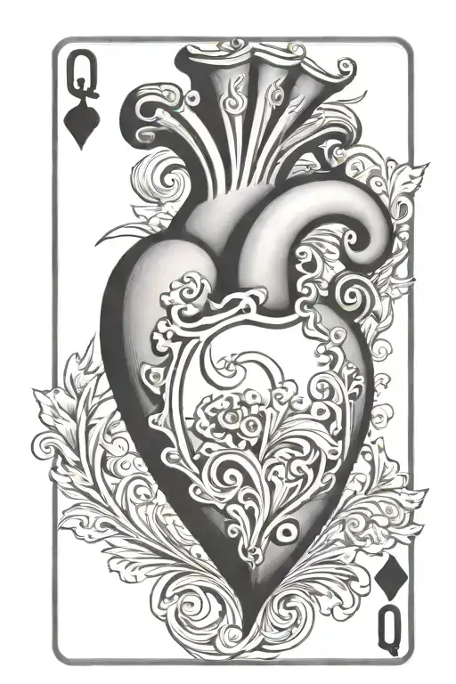 Q Heart And Q On Playing Card