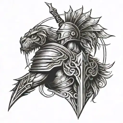 A Powerful Warrior Symbol On The Back Of The Neck Representing Strength And Determination