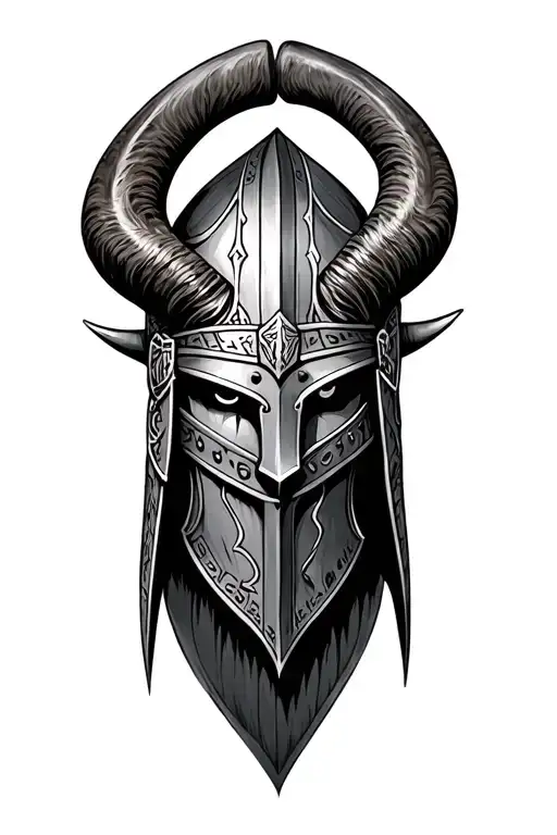 Viking Helmet Big Horns Runes