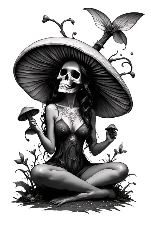 Skull Mushroom Fairy Sitting
