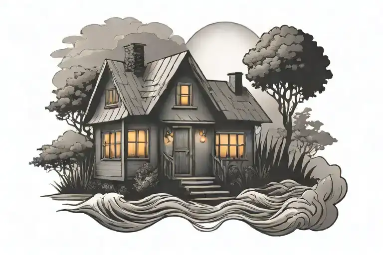 Small House With A Rising Sun